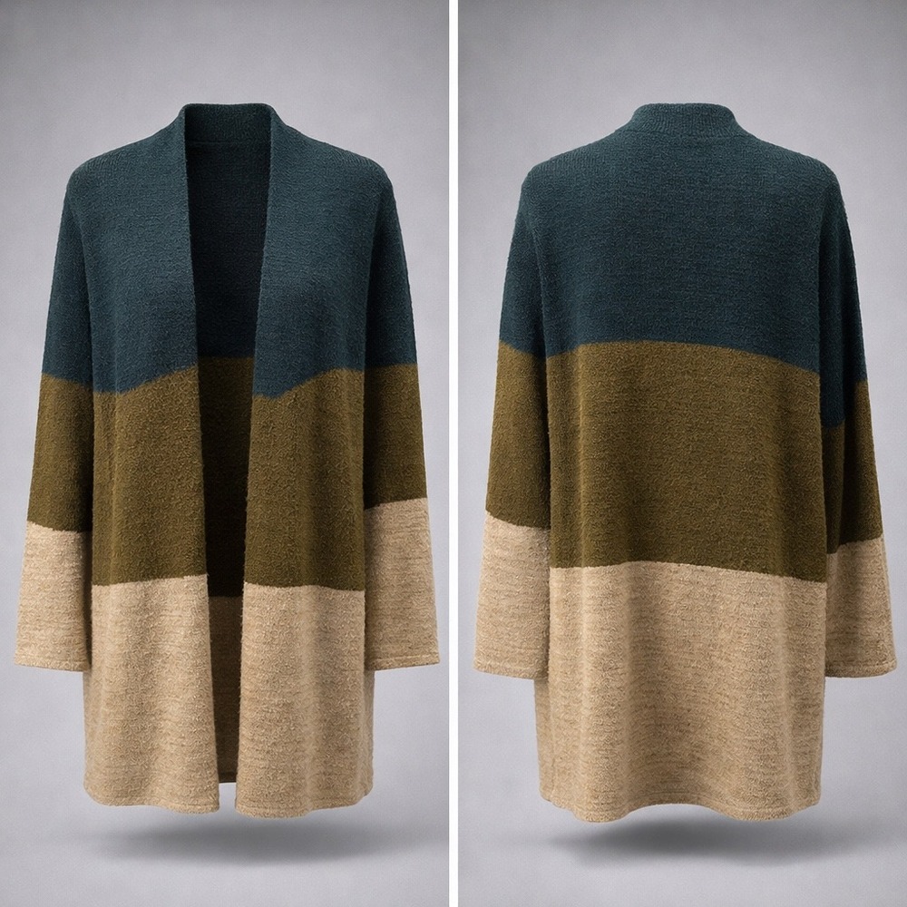 Colorblock‎ Open Front Cardigan